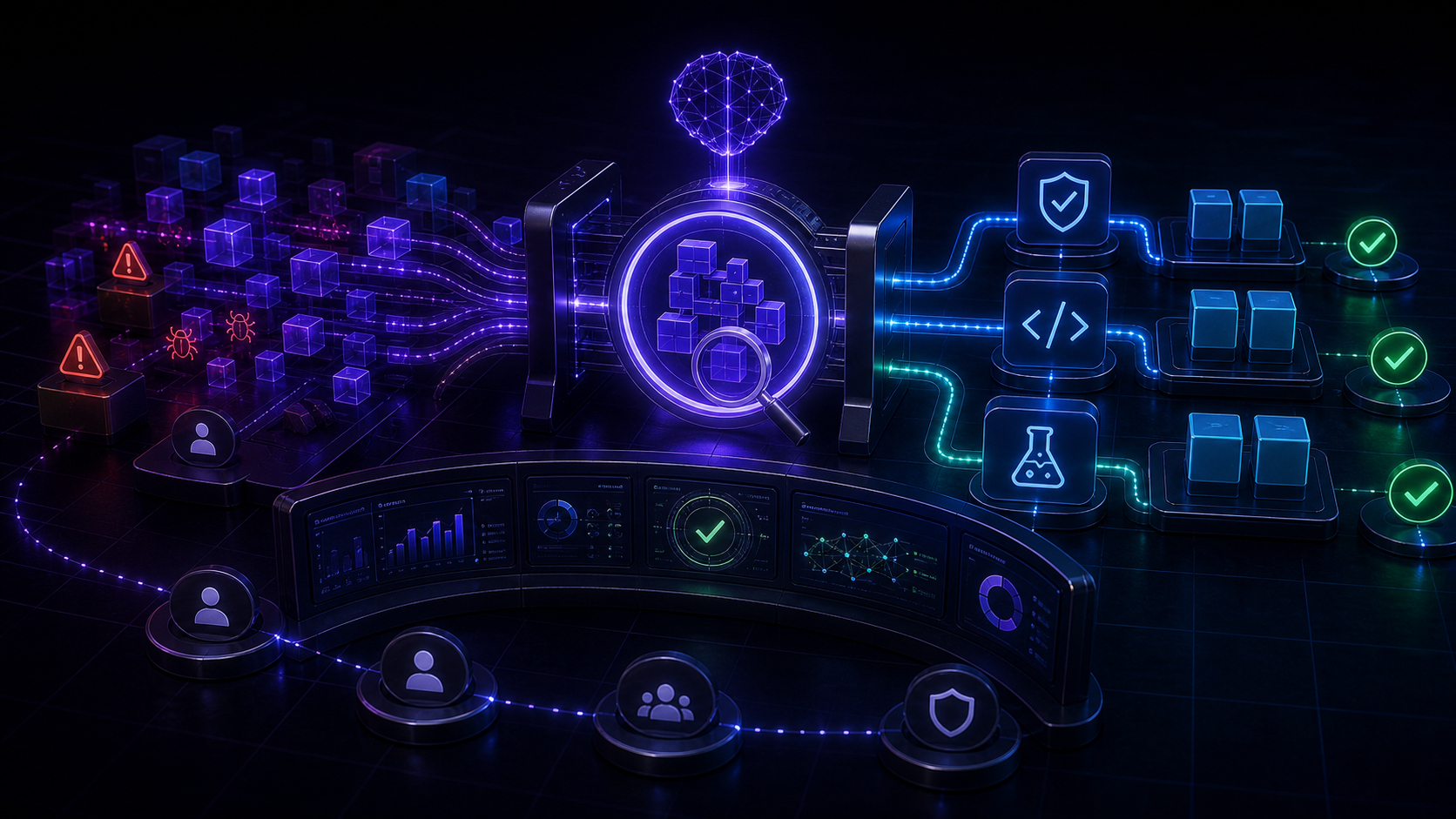 Illustration éditoriale de l'article IA et qualité de code : améliorer sans ralentir