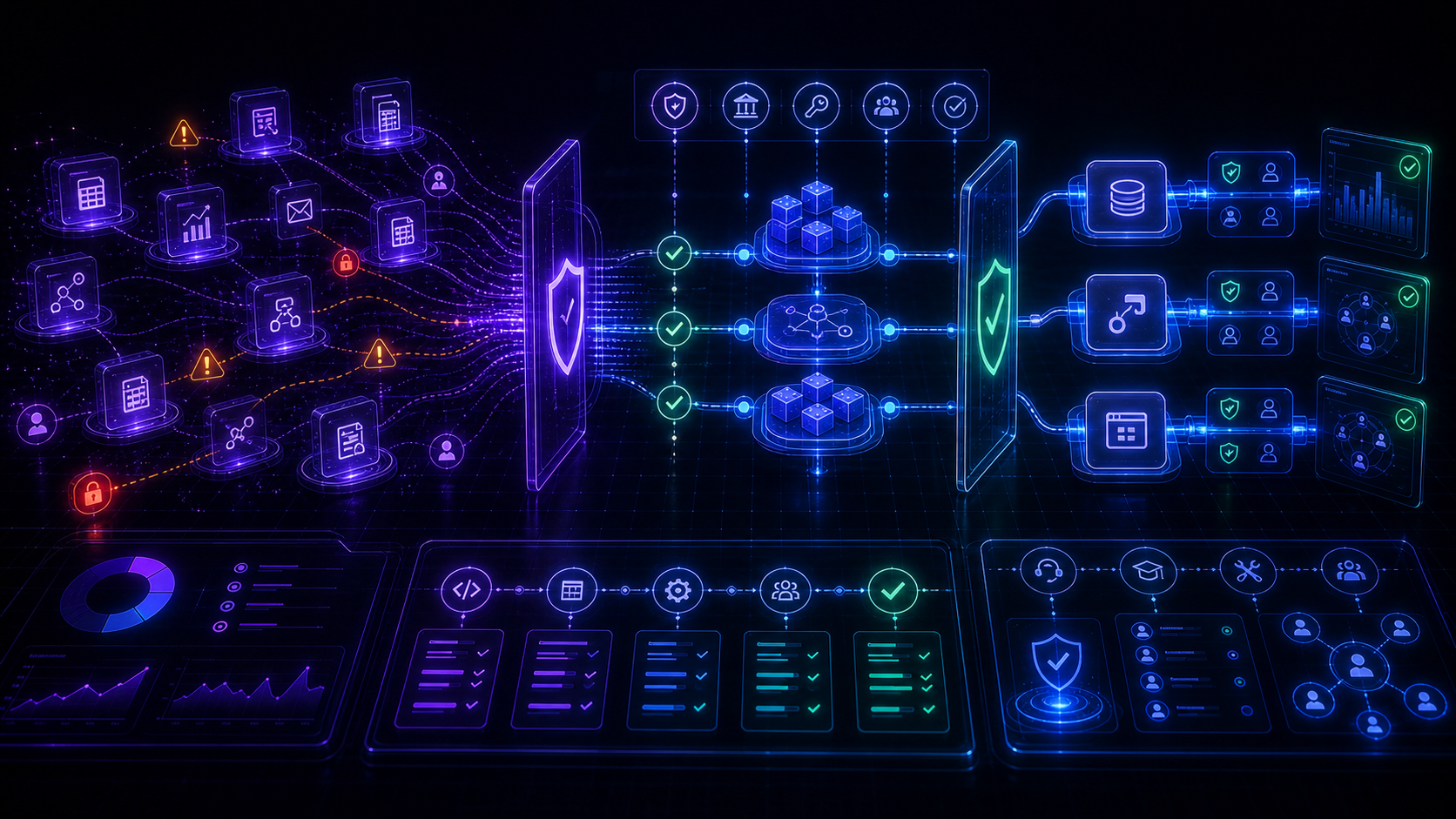 Illustration éditoriale de l'article Low-code, no-code et IA dans le delivery : cadrer l'usage