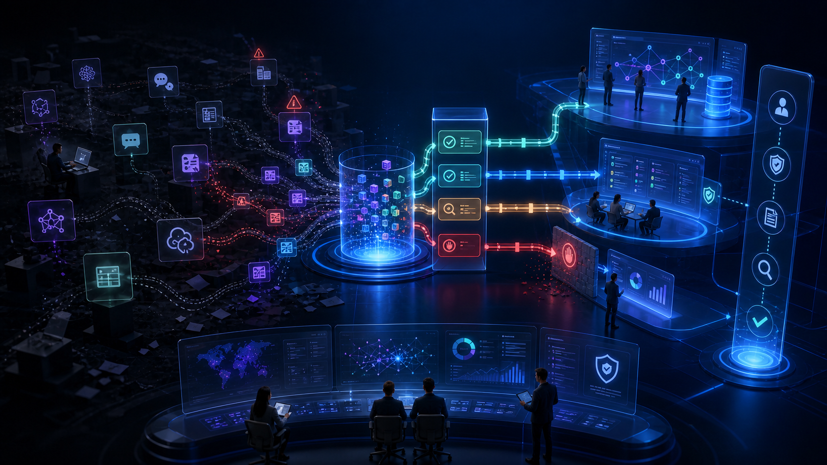 Illustration éditoriale de l'article Shadow AI : risques, opportunités et plan de reprise